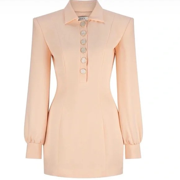 NWT Atoir Goldie Mini Dress in Peach with Statement Ivory Buttons. Size US 4. - Picture 3 of 12